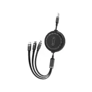 1M Telescopic Liquid Drag 3 Data Cable Suitable For Apple Type Android Three Head Fast Charging In One Black Cables & Adapters
