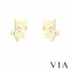 【VIA】白鋼耳釘 白鋼耳環 貓咪耳環/動物系列 調皮小野貓造型白鋼耳釘(金色)
