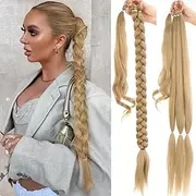 PHOCAS Dark Blonde Ponytail Hair Extension Long Ponytail Extension Blonde Hair Extensions 32'' Synthetic Hairpiece for Women(Dark Blonde)