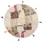Indian Round Throw Pillow Covers for Couch Vintage Patchwork Floor Cushion Co...