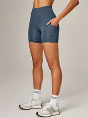 Womens Seamless Pocket Gym Shorts. Running Bare Bike Shorts.