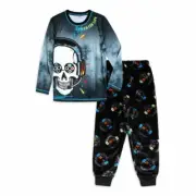 Boys Size Small 6-7 Wonder Nation Gamer For Life Skull Glow Dark 2-Pc Pajama Set