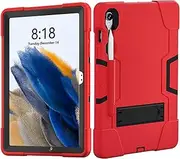 [Doemoil] Case for Samsung Galaxy Tab S9 Plus 12.4 Inch Tablet Case,Heavy Duty with Pen Holder Shockproof Hybrid Stand Protective Case for Samsung Galaxy Tab S9 Plus/Galaxy Tab S9 FE Plus (Black/Red)