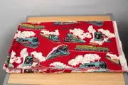 Alexandra Henry Fabrics Collection Locomotive Train Design Red 2002 42" X 1 1/3'