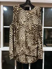 Chico's Sleeveless Top Size XL (3) Leopard Animal Print A-Line Layered Orig. $79