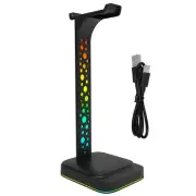 Cool Gaming Headphone Desk Holder RGB Dual Headset Hanger 2 USB Ports Stand