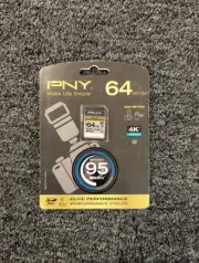 PNY 64GB Elite Performance Class 10 U3 SDXC Flash Memory Card - New Sealed, A1