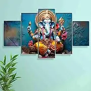 SAF Ganesha Paintings for Wall Decoration - Set Of Five, 3d modern art Painting for Living Room Large Size with Frames for Home Decoration, Hotel, Office 76.2 cm x 45 cm SANFPNLS35466