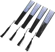 Alipis 4Pcs Style Folding Fans Exquisite Vintage Handheld Fans with Tassel for Stage Performance Dance Props Home Decor and Wedding Decoration