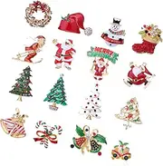[COHEALI] 12pcs santa claus brooches Skirt brooch Diamond Christmas Brooch Christmas Enamel brooch Christmas alloy brooch xmas brooches rhinestone decor brooch pin rhinestones child
