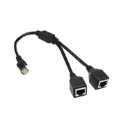 Cat 5 Lan Ethernet RJ45 Male To Dual Female Splitter Extension Cable Adapter