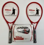 2 Wilson Pro Staff Precision XL 110 Tennis Rackets 4 3/8" Grip 3 & Equipment Bag