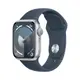 Apple Watch S9 GPS 41mm/45mm 銀色鋁金屬錶殼/風暴藍運動型錶帶 智慧手錶 欣亞
