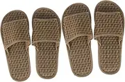 [Healeved] 2pairs Open-toe Slippers Sandals Summer Sandal Bath Shoes Flop Sandal Coffee Bamboo