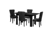 Oikiture 160cm Dining Table with 4PCS Dining Chairs Black