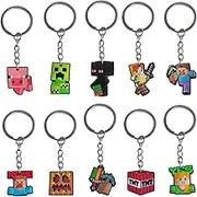 10 Pack Minecraft Keychains, Party Favors Birthday Party Supplies, Party Bag Pendant Gift Fillers Key Tags Goodie BagBackpack Keychain Boys Girls Kids (NTN)