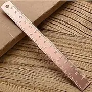 Rose Gold Metal Drawing Ruler - Brass Straight Unisex Learning Measuring Bookmark Stationery for School Office Math Geometry Gift Drafting Tools and Kits