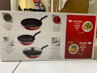 Tefal  法國特福So Red  不沾鍋6件組 21cm 平底鍋、24cm深煎鍋、28cm平底鍋、28cm炒鍋附蓋鏟