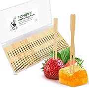TONGYE Cocktail Forks Appetizer Forks Mini Charcuterie Forks Toothpick Forks, 3.5"" Small Bamboo Fork Tiny Wooden Forks, Little Fruit Food Picks Disposable (100 PCS), Natural（Bamboo)