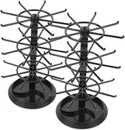 HORIALENCE Jewelry Organizer Rack 3 Tier Rotating Earring Holder Necklace Stand Compact Jewelry Storage Counter Top Display Stand Keychain Spinner