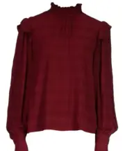 Sanctuary $78 Romance Popover Dark Cherry Blouse 100% Rayon Top Size XS New NWT