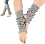 [SUZLFTDZSW] Women Winter Extra Soft Long Legwarmer Warmer Knitted Stirrup Leg Warmers for Yoga Ballet Dance ，Fashion Knit Neon Leg Warmers for Women 80s Sports Party Yoga Accessories, (1pair), Grey