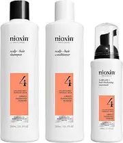 Nioxin System 4 Colored Hair Progressed Thinning Kit for Unisex, 10.1oz Color Safe Cleanser Shampoo, 10.1 oz Color Safe Scalp Therapy Conditioner, 3.38oz Color Safe Scalp and Hair Treatment, 3 count