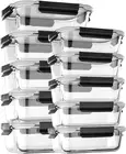 10 Pcs Glass Food Storage Containers with Lids, Meal Prep Pantry Kitchen Storage