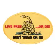 Live Free or Die Gadsden Flag Oval Patch, Patriotic Patches