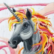 Unicorn Country Threads Long Stitch Kit 30 x 30cm canvas & wool, damaged cover