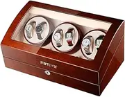 Luxury LED Light Watch Winder 6 Watch Rotator And 7 Extra Storages,5 Rotating Modes Acrylic Window Display Case,with High-Gloss Piano Lacquer Finish LWX