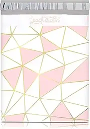 Pack It Chic - 10" X 13" (100 Pack) Pink Gold Mosaic Geometric Poly Mailer Envelope Plastic Custom Mailing & Shipping Bags - Self Seal (More Designs Available)