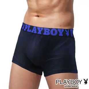 【PLAYBOY】男內褲 LOGO織帶涼感緞彩透氣平口褲