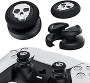 PlayRealm NO Falling Off Thumbstick Extender & Silicone Grip Cover Thumb Grips Gaming Accessories 2 Sets for PS5 & PS4 Controller (Ghost White)