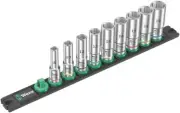 Wera Magnetic Socket Rail B1 Deep 9 Pce Set 3/8" Drive Metric 05005440001