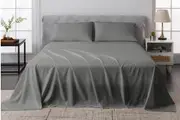 LINENOVA Premium Bamboo Blend Sheet Set-Flat&Fitted Sheet Pillowcases(Dark grey)