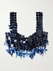 [RABANNE] RABANNE - Assemblage Cropped Sequined Top - Blue - FR 36 FR 36 Blue