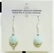 Sterling Silver Faceted AMAZONITE Petite Gemstone Disc Earrings...Handmade USA