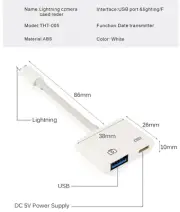 8Pin Male Plug to USB 3.0 Camera Adapter Cable with Charging OTG Data Sync Hot