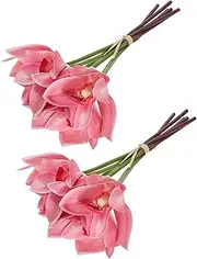 Luxshiny 12pcs Artificial Orchids Stems: Faux Cymbidium Orchid Flower Bunches Bouquet - Artificial Flower Bouquet for Wedding Indoor Decoration Vase Filler
