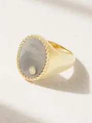 [Yvonne Léon] Yvonne Léon - 9-karat Gold, Mother-of-pearl And Diamond Signet Ring - 3 3 Gold