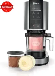 Ninja CREAMi Ice Cream Maker Silver 3 Tubs Ice Cream Gelato Sorbet Milkshake