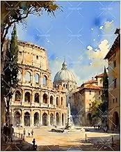 TAOPAOLAB Rome Square with Fountain Paint by Numbers Kit for Adults - DIY Italian Architecture Scene Painting on Canvas 16x20In, Acrylic Paint Set for Beginners, Art for Home Decoration or Gifts