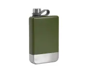 9 Oz Leak-proof Hip Flask with Screw Down Cap 304 Stainless Steel Tour Whiskey Wine Hip Flask for Travel - Army Green