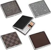 STNRST-IN 5 Pack Cigarette Case King Size 80mm, Stylish Leather Surface Cigarette Box for Women and Men, Portable Leather Cigarette Holder Case with Solid Magnetic Switch Flip Top Closure, 20 Capacity