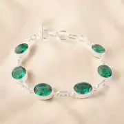 Chrome Diopside Gemstone 925 Sterling Silver Jewelry Handmade Wedding Bracelet9"