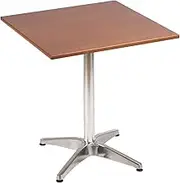 Tramontina London Bistro Black Aluminium Base with Tauari Wood Top Square Table, 70 cm Base, Almond