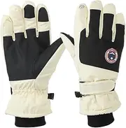 [uxcell] Winter Ski Snow Gloves, 1 Pair Waterproof Winter Warming Gloves Touchscreen Skiing Work Gloves for Men, Beige