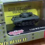 Vintage WWII Classic Armor U.S. Army M18 Hellcat Tank 1:144 Scale w/Display Case