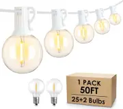 50ft Outdoor String Lights, G40 Globe Patio Lights w/ 25+2 Waterproof LED Bulbs